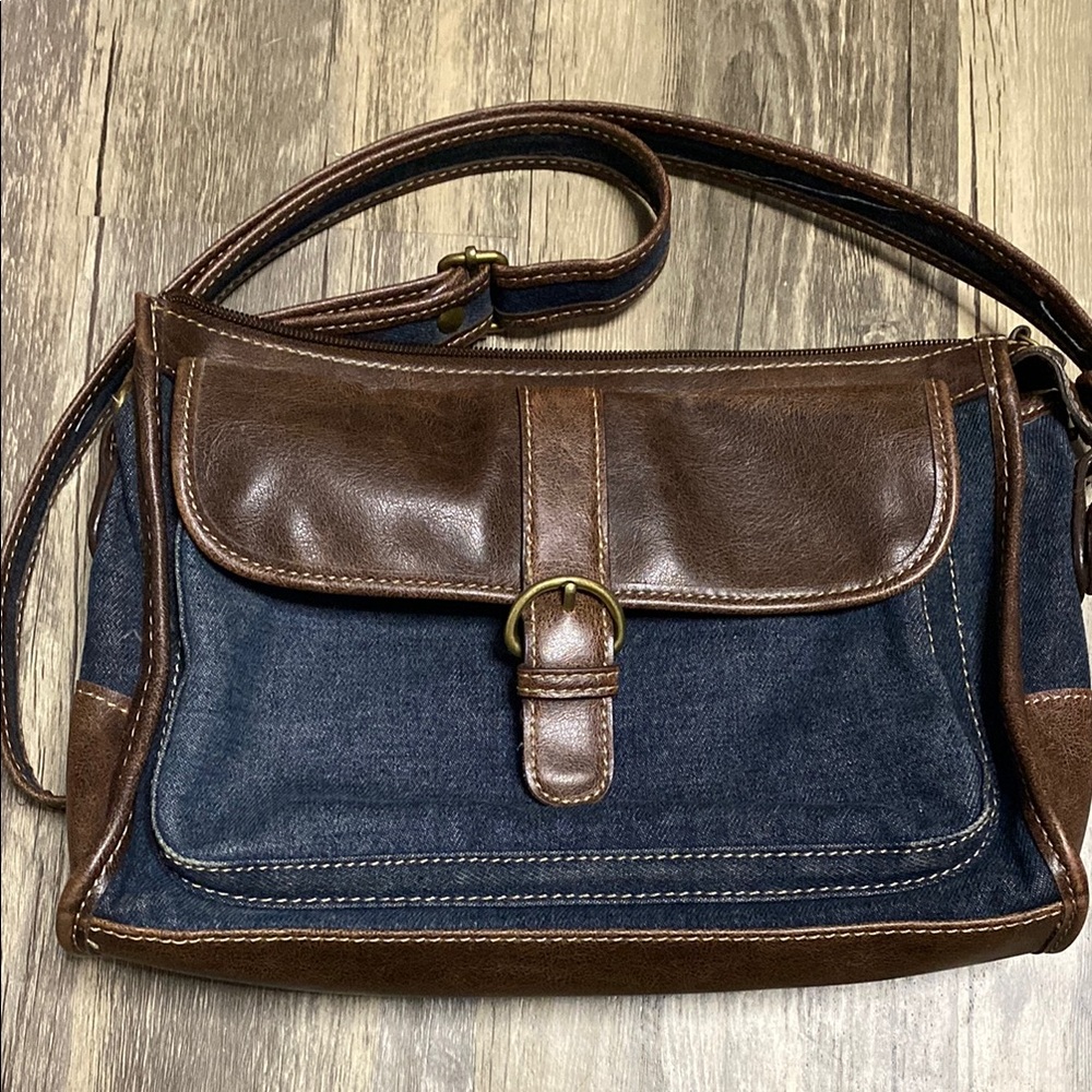 Nine West Brown and Blue Crossbody Bag with Adjustable Strap